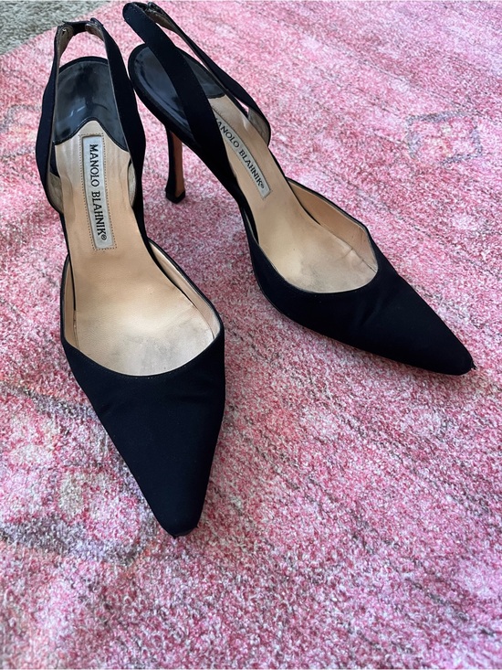Manolo Blahnik Shoes - Manolo Blahnik Black Pointed Slingback Stiletto Heels